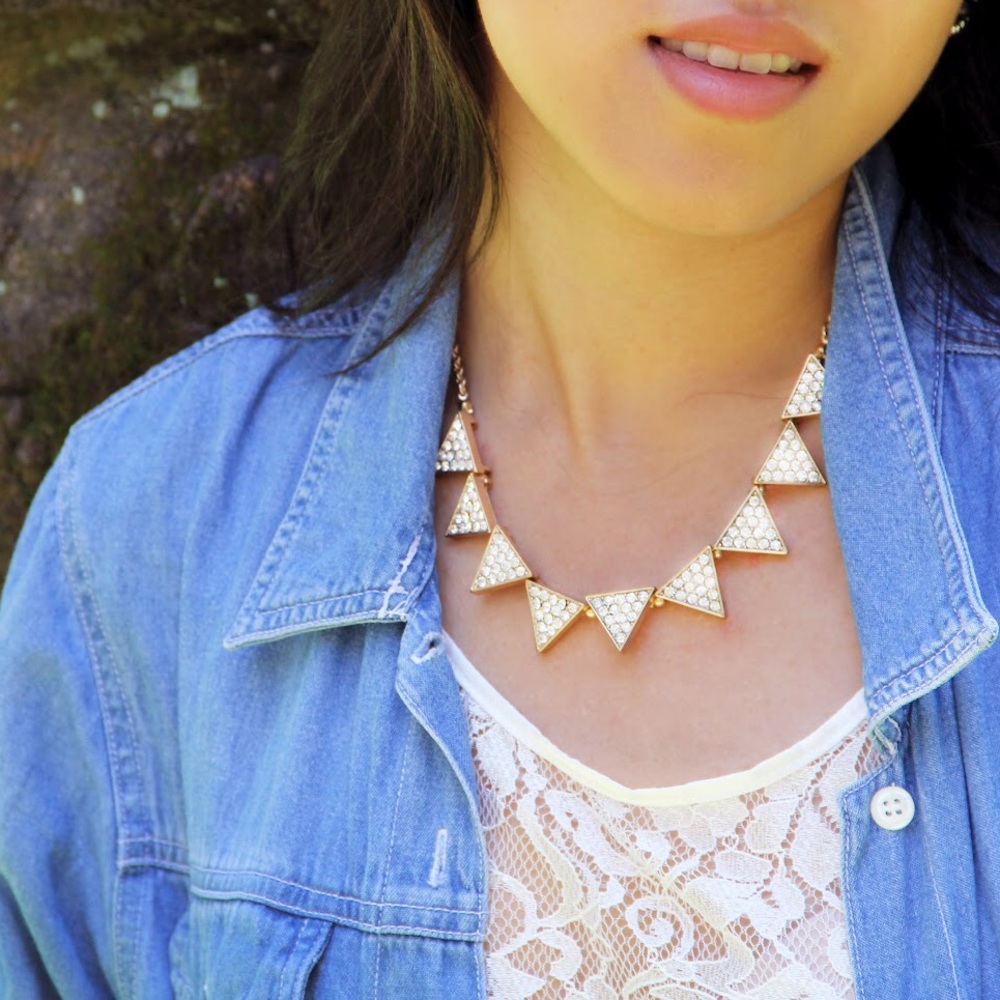 Triangle Pave Statement Necklace - Picture 2 of 8